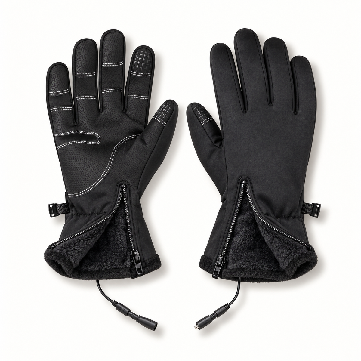 Gants chauffants noirs – doublure des poignets