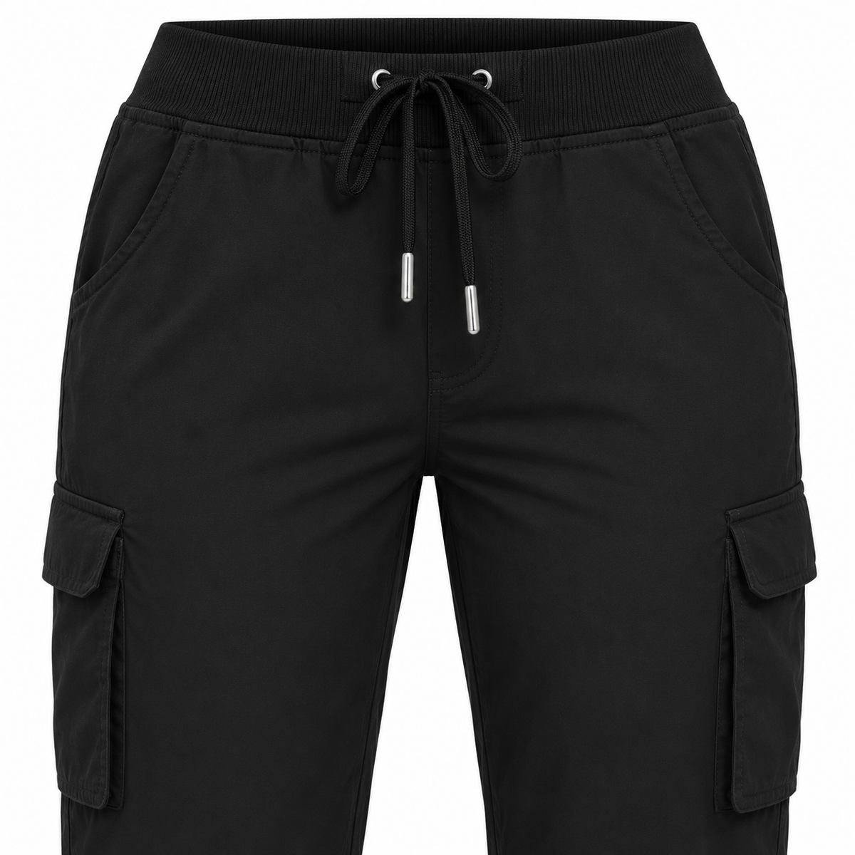 Pantalon 3/4 randonnée femme noir — taille et cordon