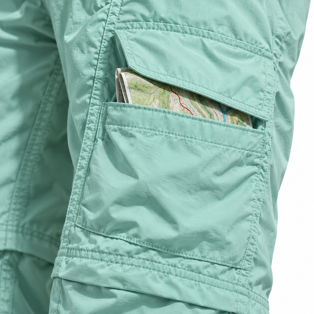 Poche cargo du pantalon randonnée écologique vert clair