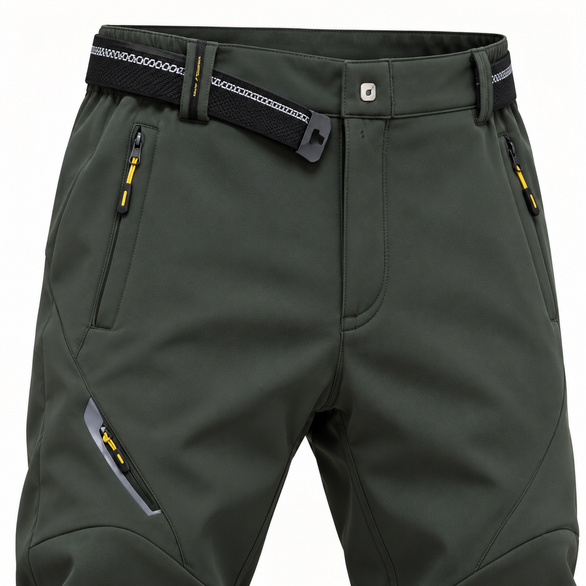 Pantalon randonnée neige homme — détail de la ceinture et des poches zippées
