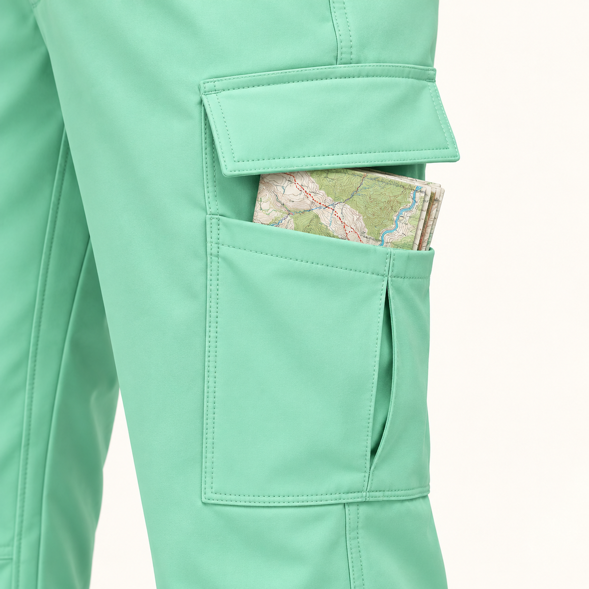 Poche cargo avec carte du pantalon randonnée softshell femme vert
