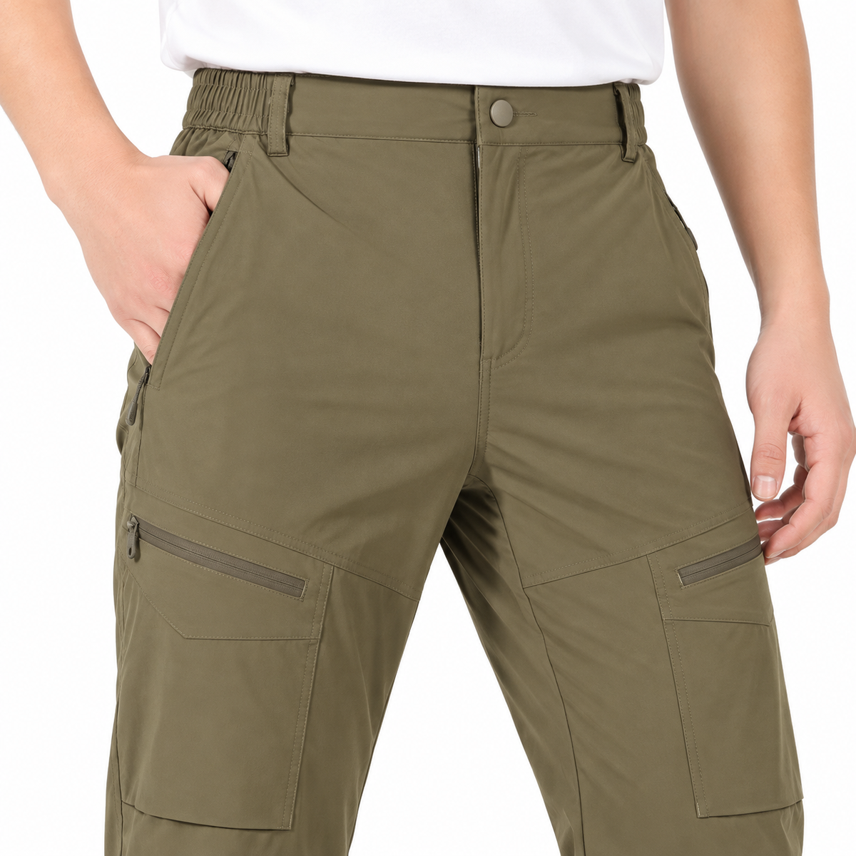 Taille élastique du pantalon randonnée tropicale olive