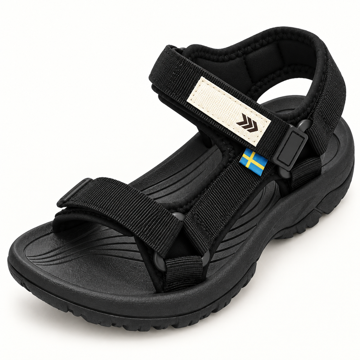 Sandale randonnée femme noire – assise plantaire et brides rembourrées
