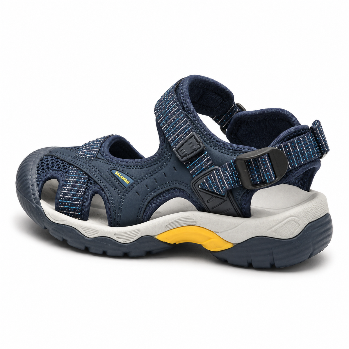 Sandale femme de randonnée large vue arrière montrant le maintien du talon