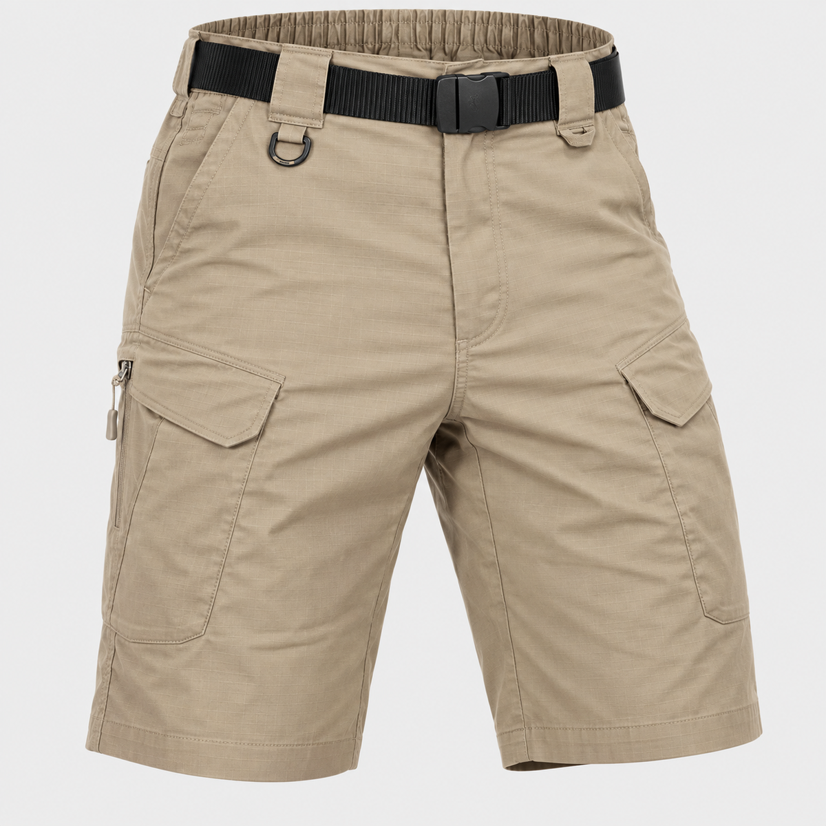 06 short elastique randonnee homme kaki taille ceinture