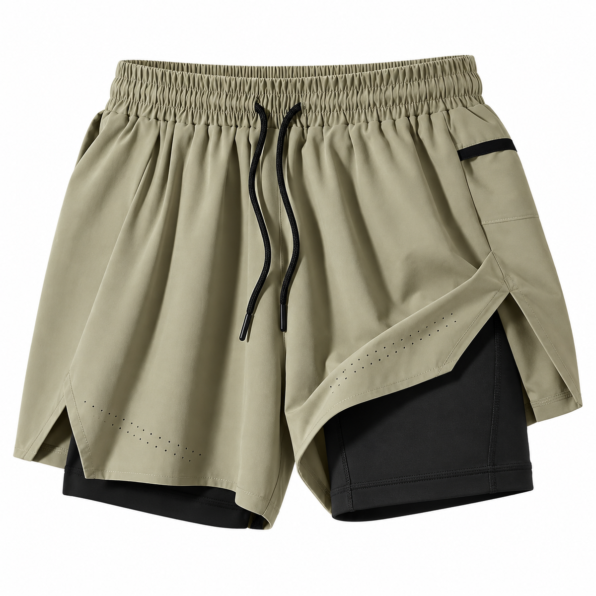 Ceinture élastique et cordon du short de randonnée homme noir