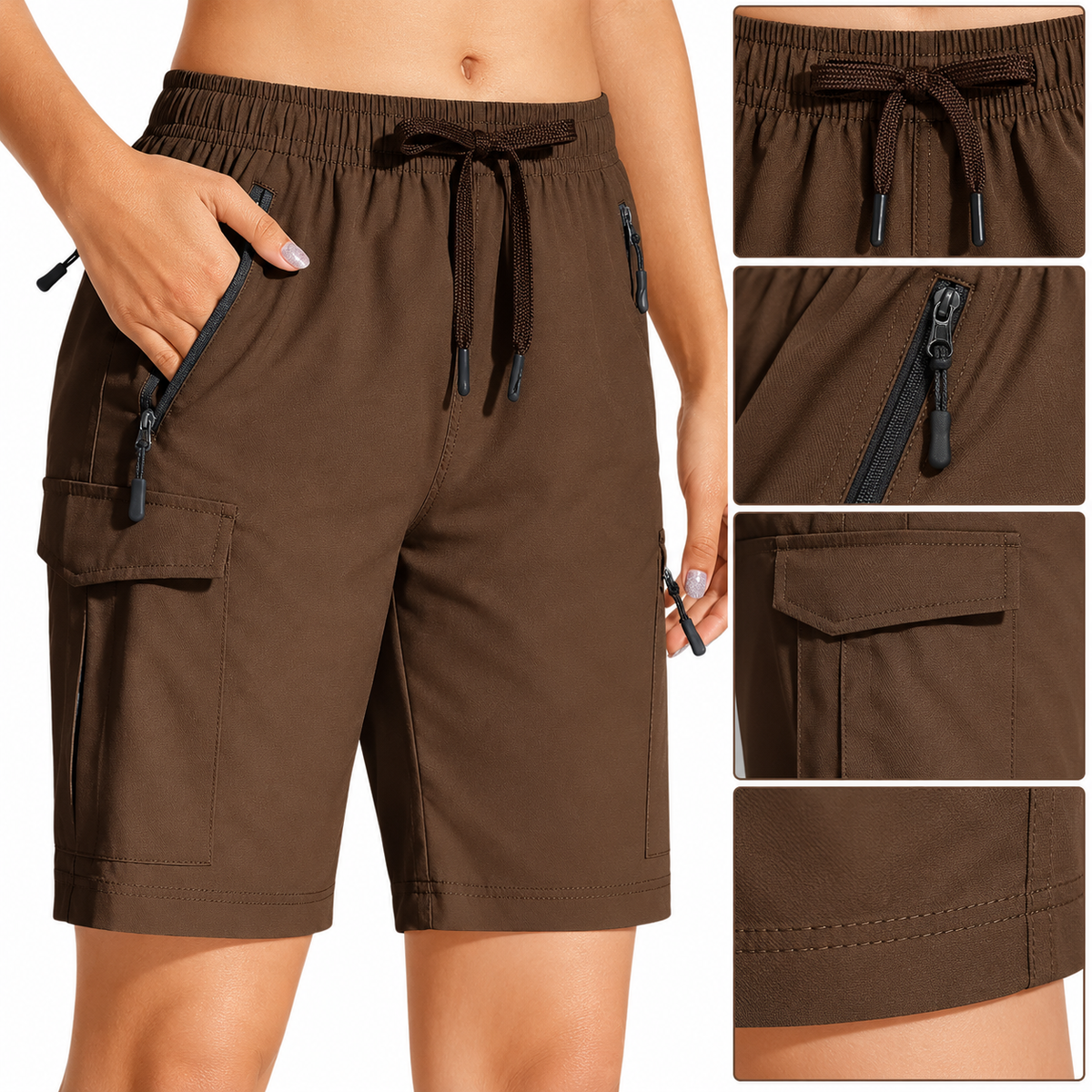 Short randonnée marron femme – taille et poches