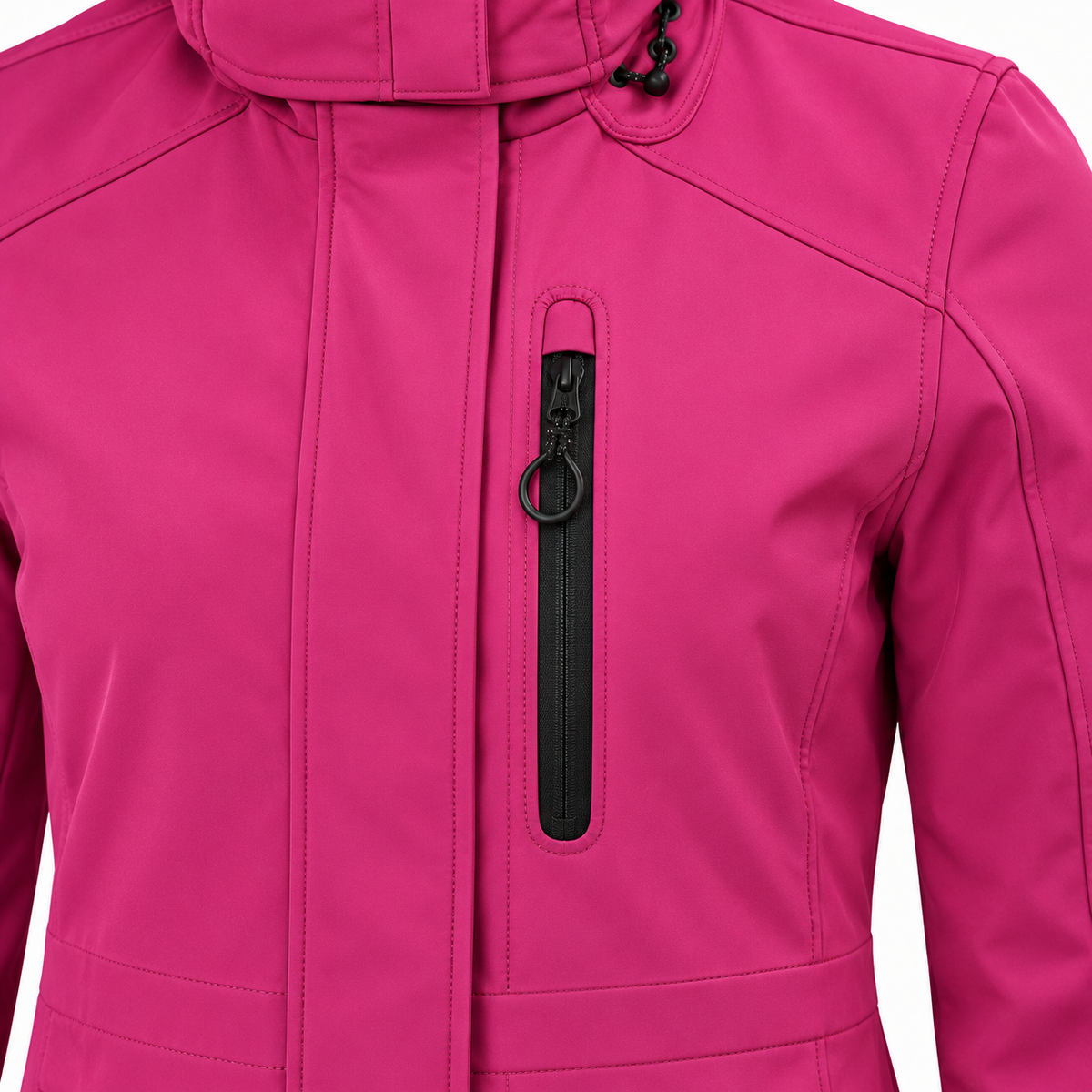 Veste longue randonnée femme rose – poche poitrine zippée