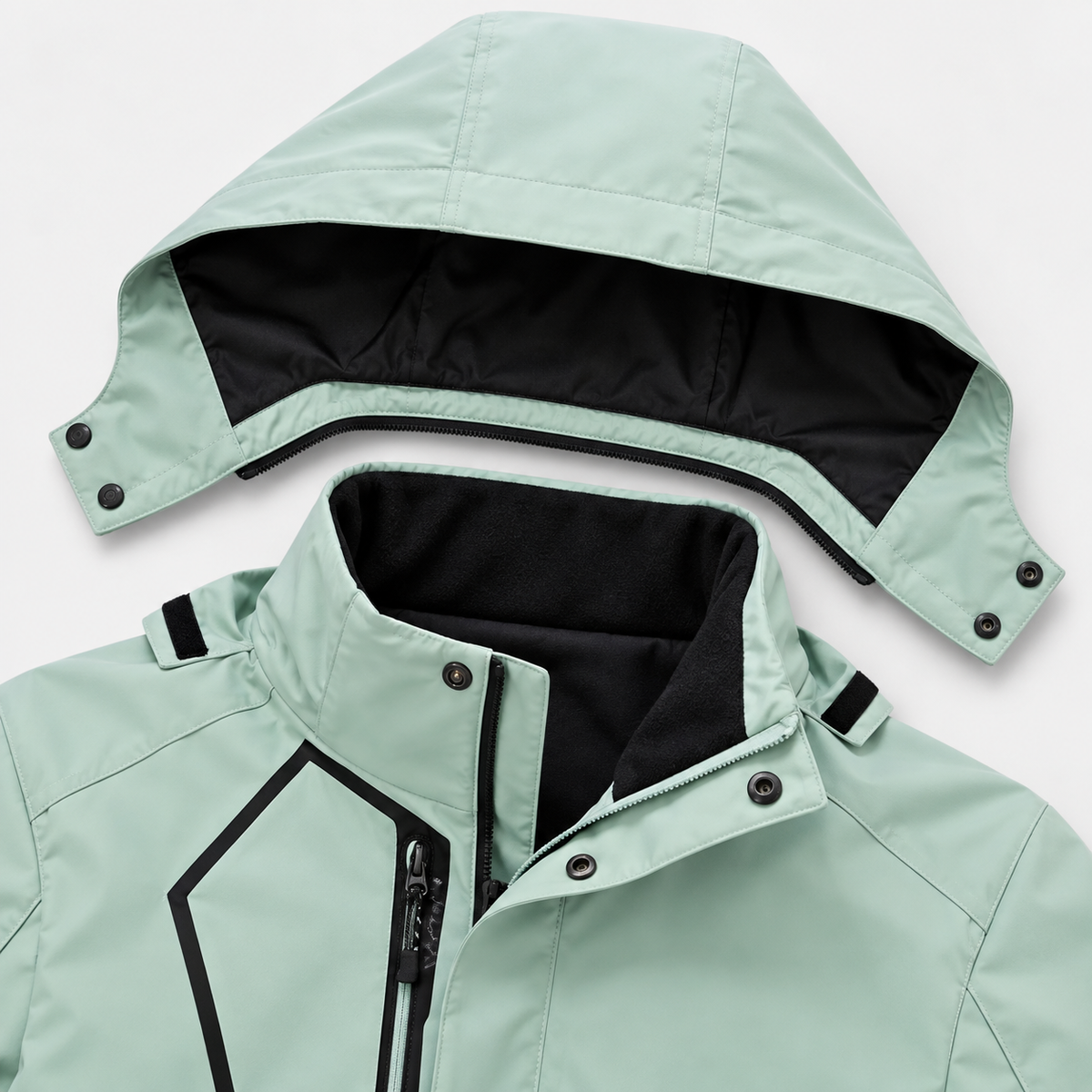 Veste randonnée femme doublée polaire vert clair – capuche amovible