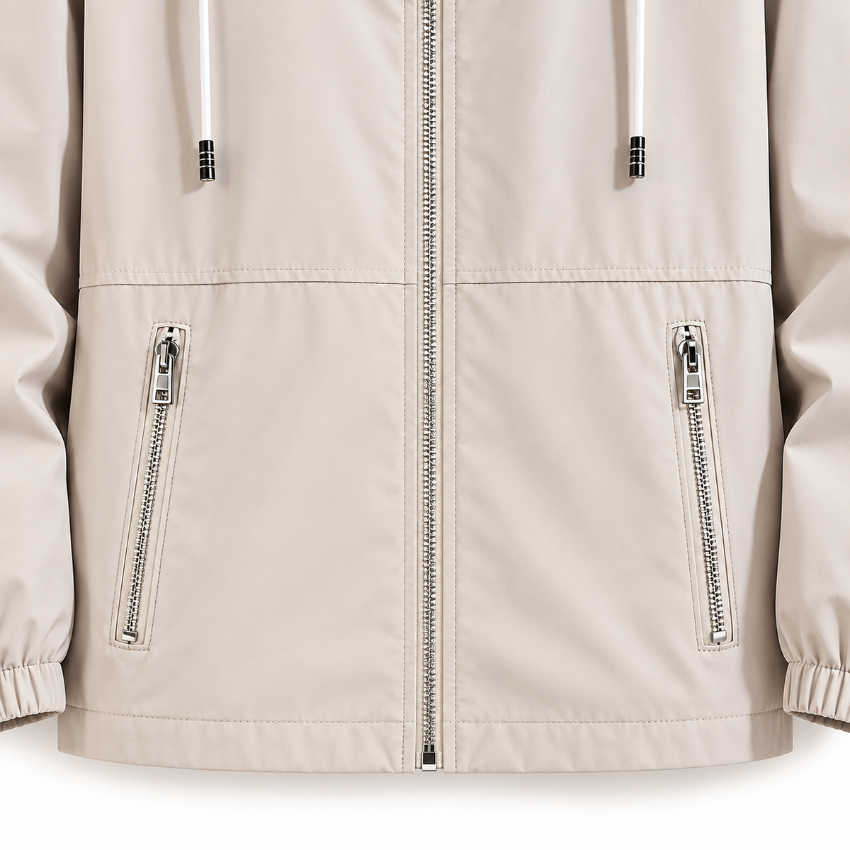 Veste randonnée imperméable grande taille beige – poches zippées