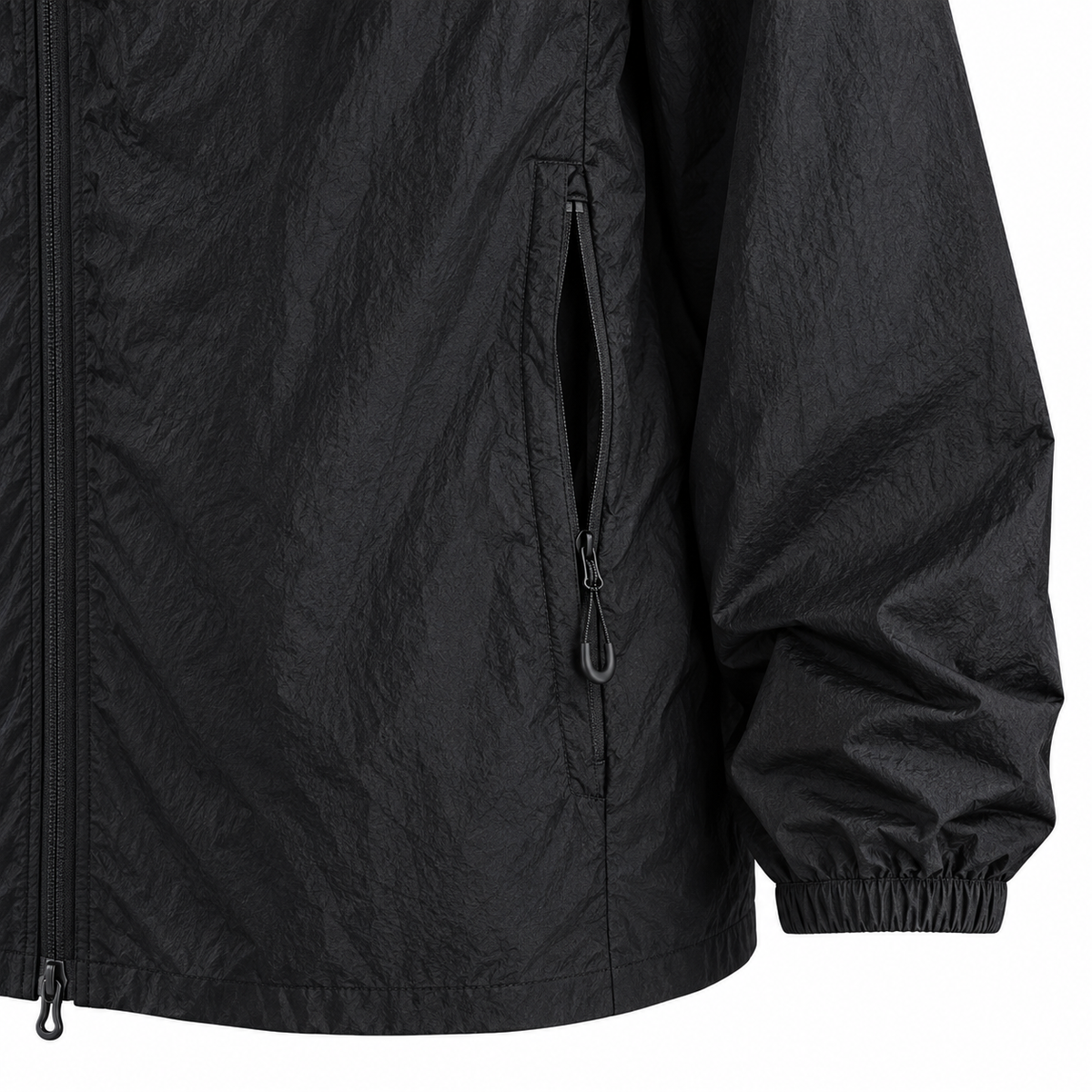 Poche latérale zippée de veste de randonnée imperméable noire