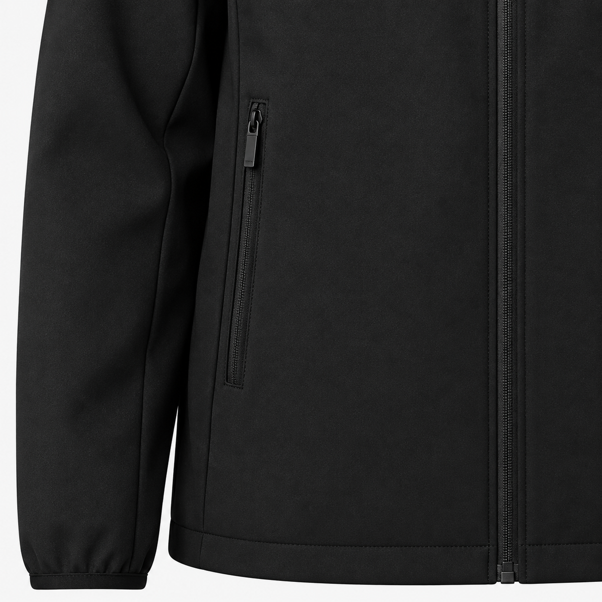 Veste softshell imperméable homme noire – détail poche zippée