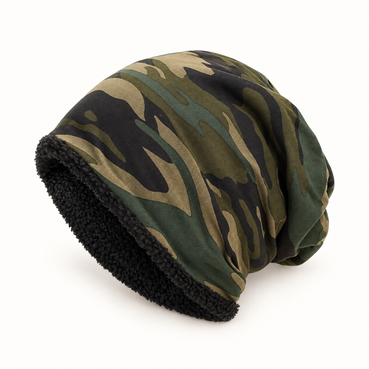 Bonnet randonnée hiver vert armé – pliage compact