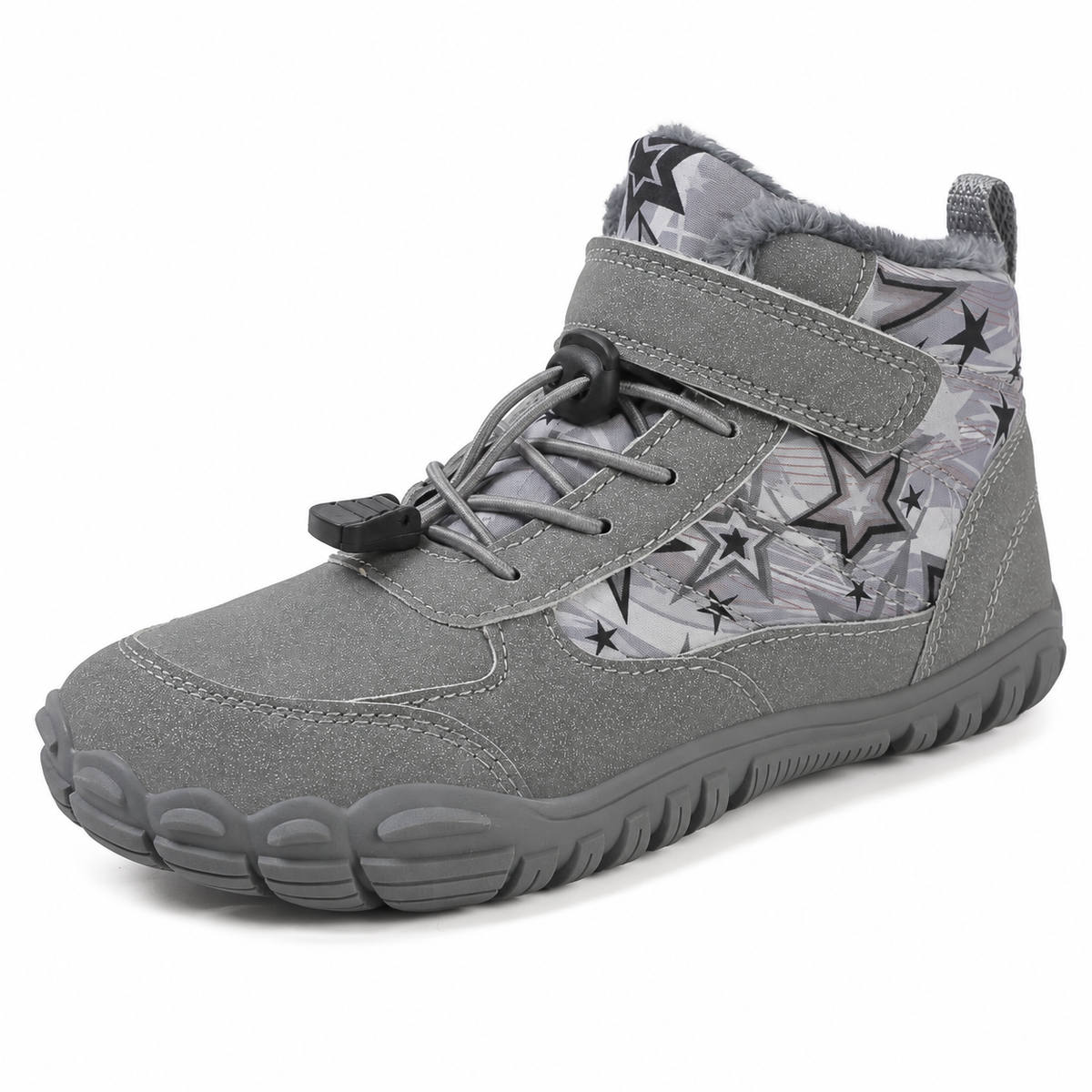 Botte randonnée imperméable femme grise – vue trois-quarts sur fond blanc