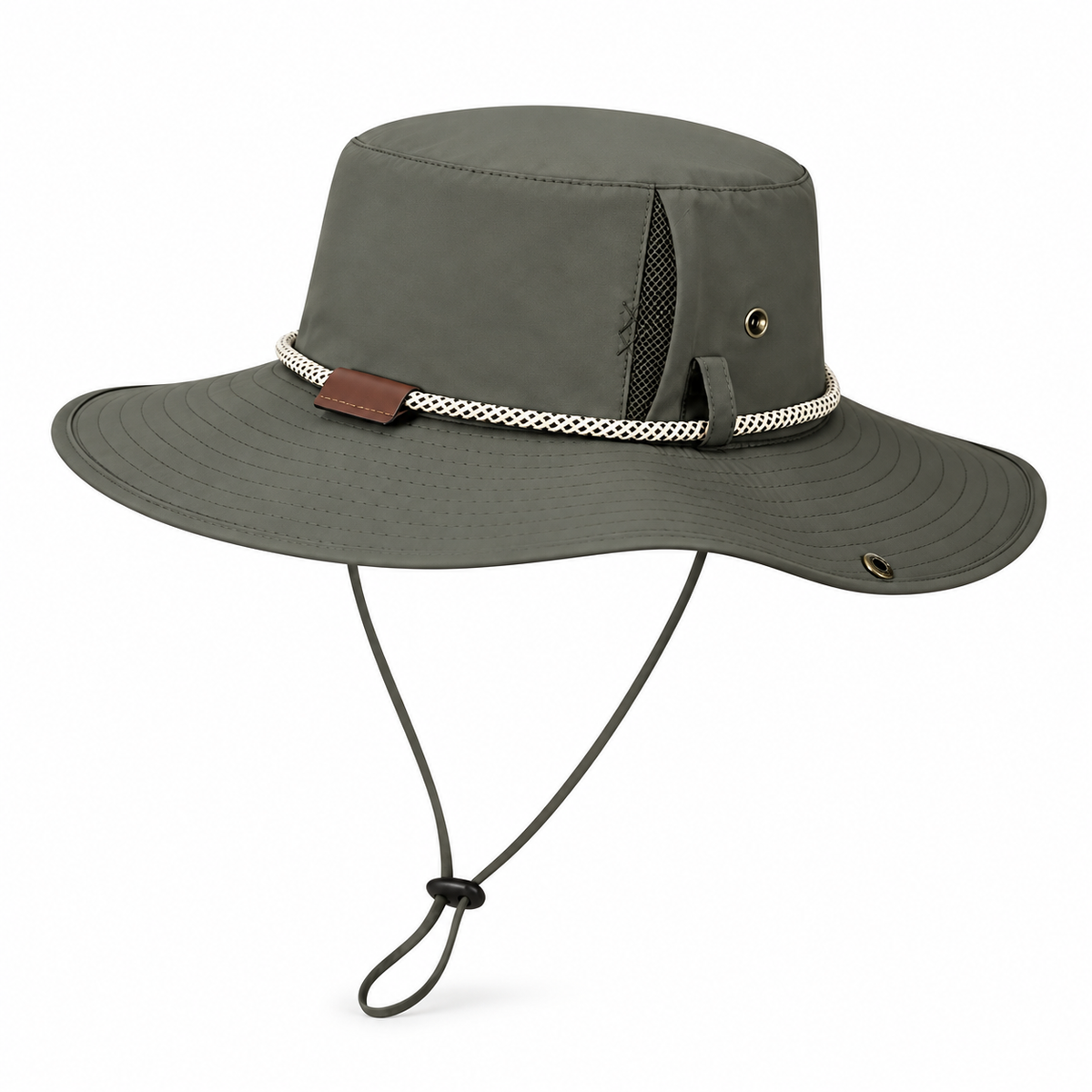 Chapeau randonnée grande taille vert armée – aération latérale