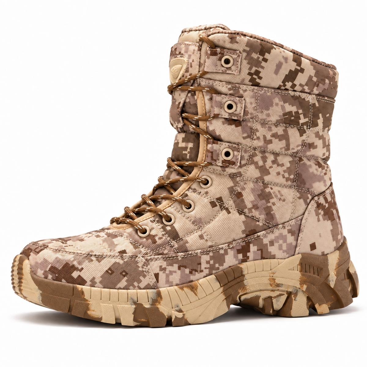 Chaussure randonnée camouflage beige vue de profil