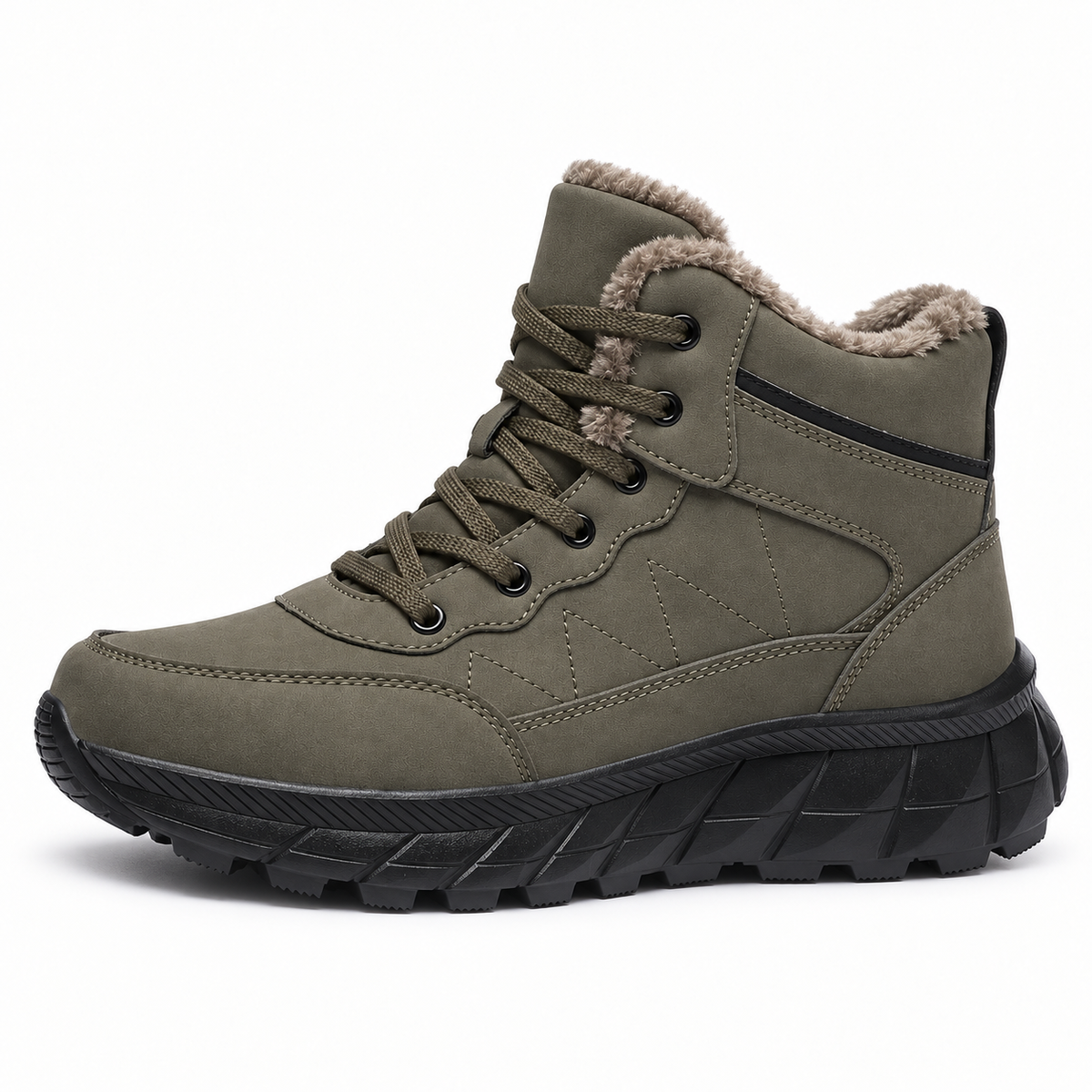 Chaussure randonnée chaude kaki complète vue de profil