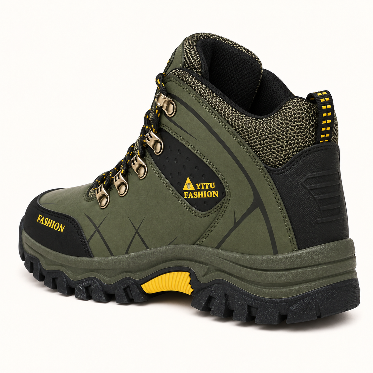 Chaussure randonnée homme hiver imperméable verte – vue arrière