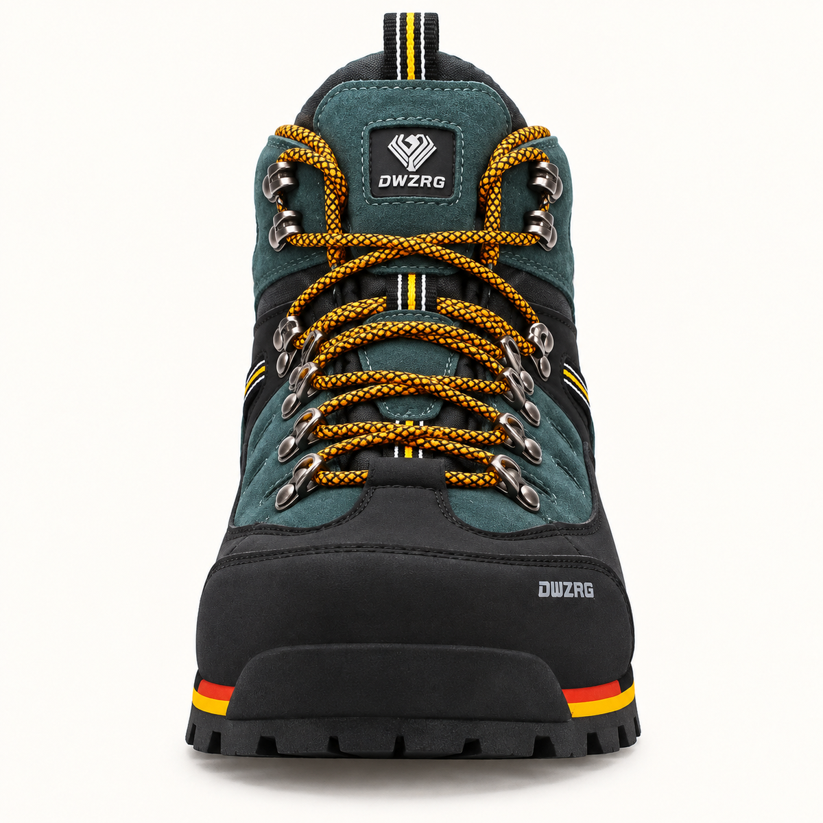 Chaussure randonnée pied large homme verte – largeur avant-pied vue frontale