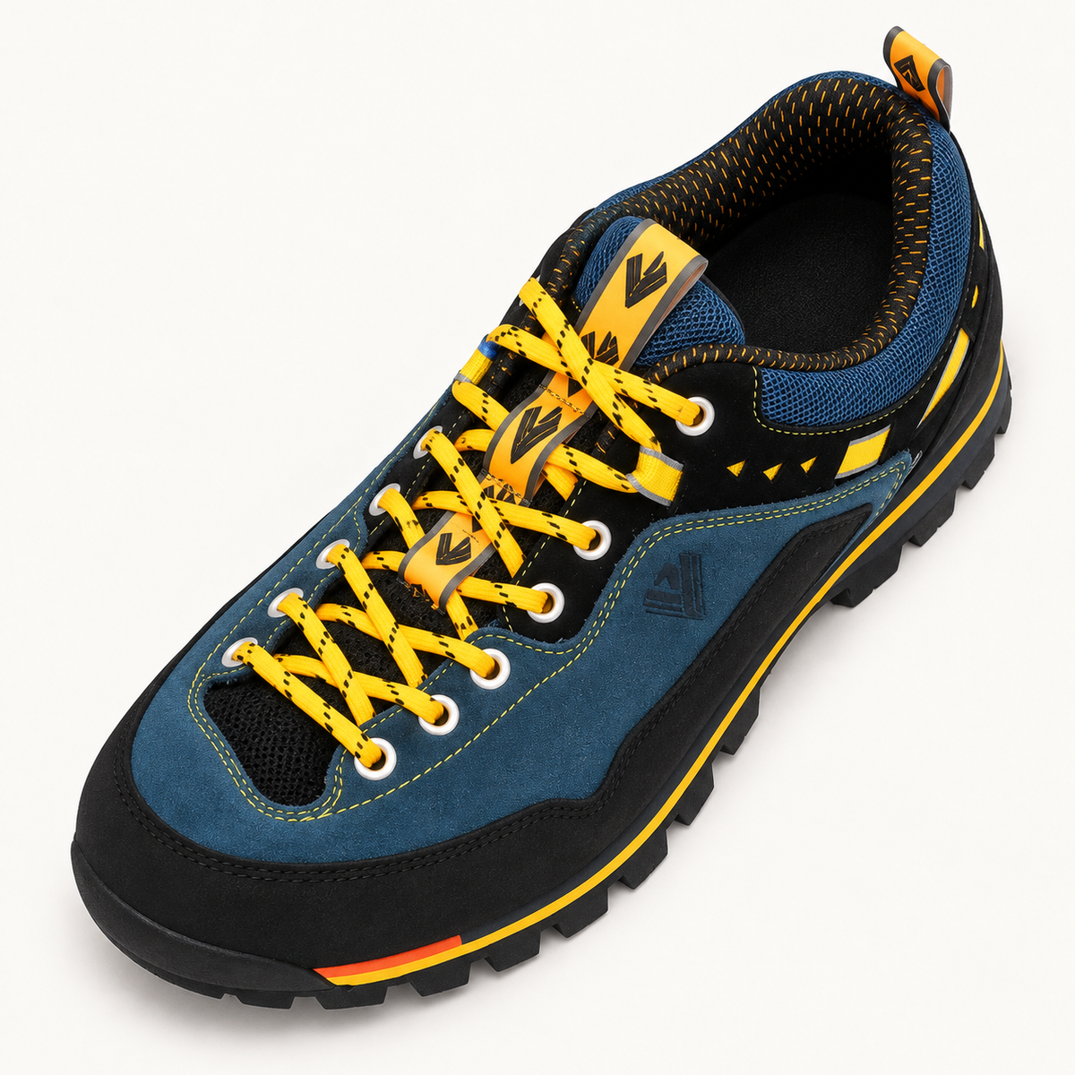 Chaussure randonnée rigide Darkblue vue du dessus – chaussant, col rembourré et laçage complet