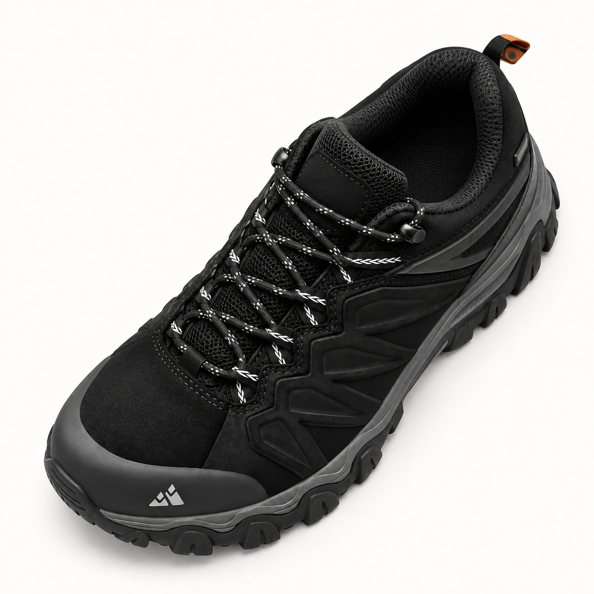 Chaussure randonnée souple homme noire vue du dessus – chaussant, col rembourré et laçage rapide