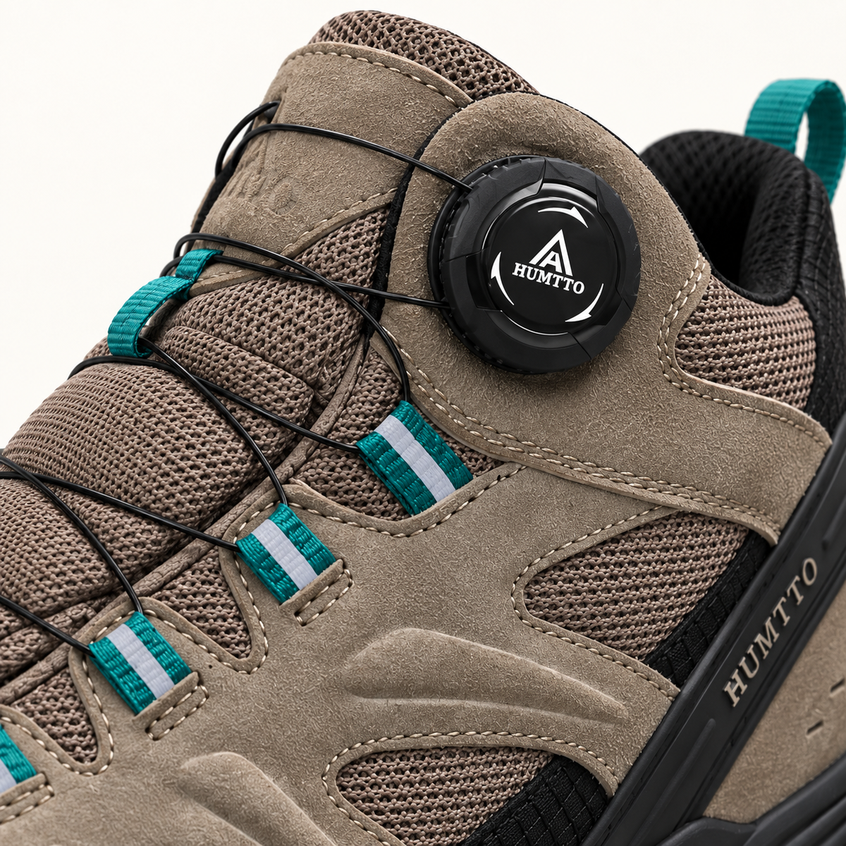 Chaussures randonnée pour pieds fins marron – détail serrage rotatif