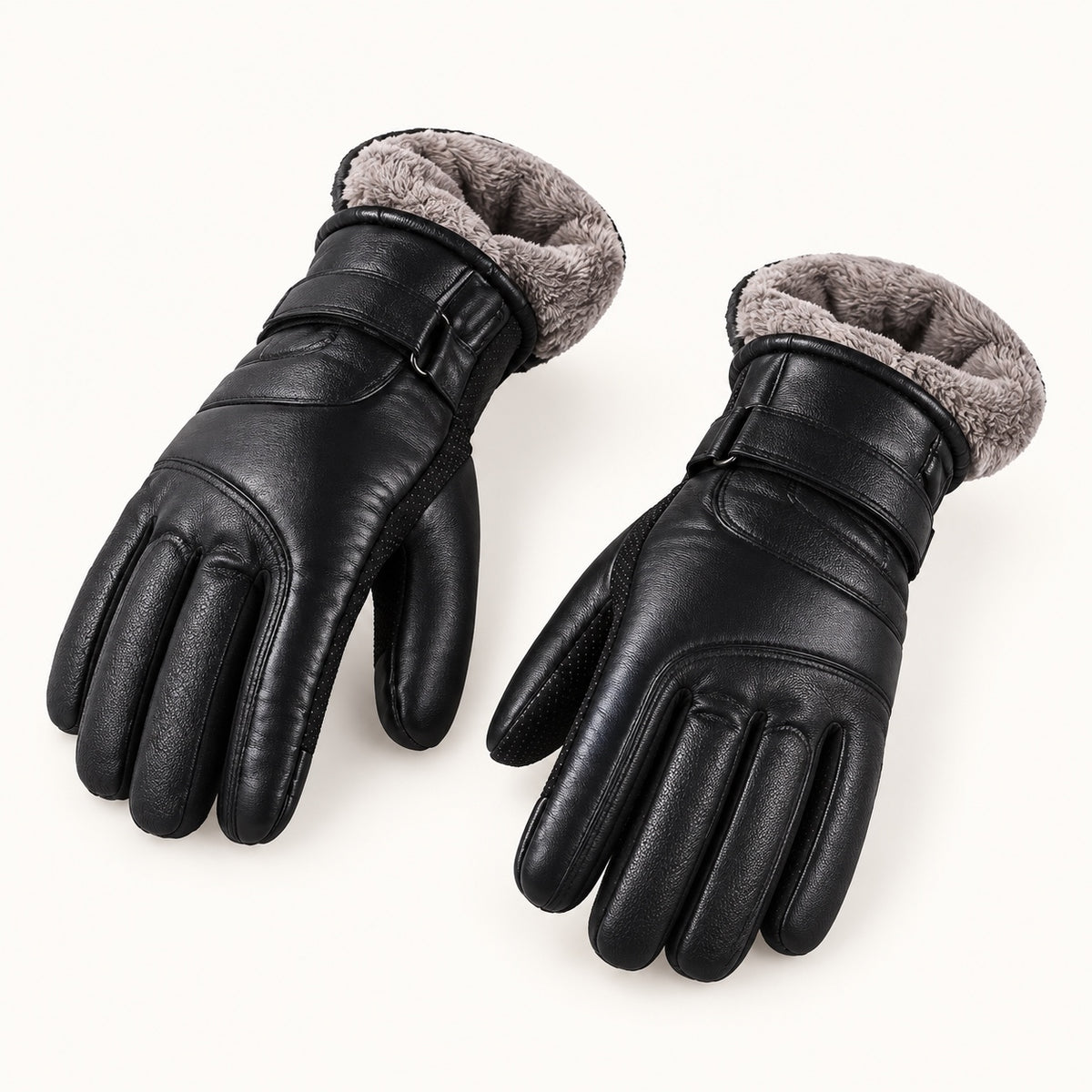 Gant chauffant tactile — doublure chaude gris clair