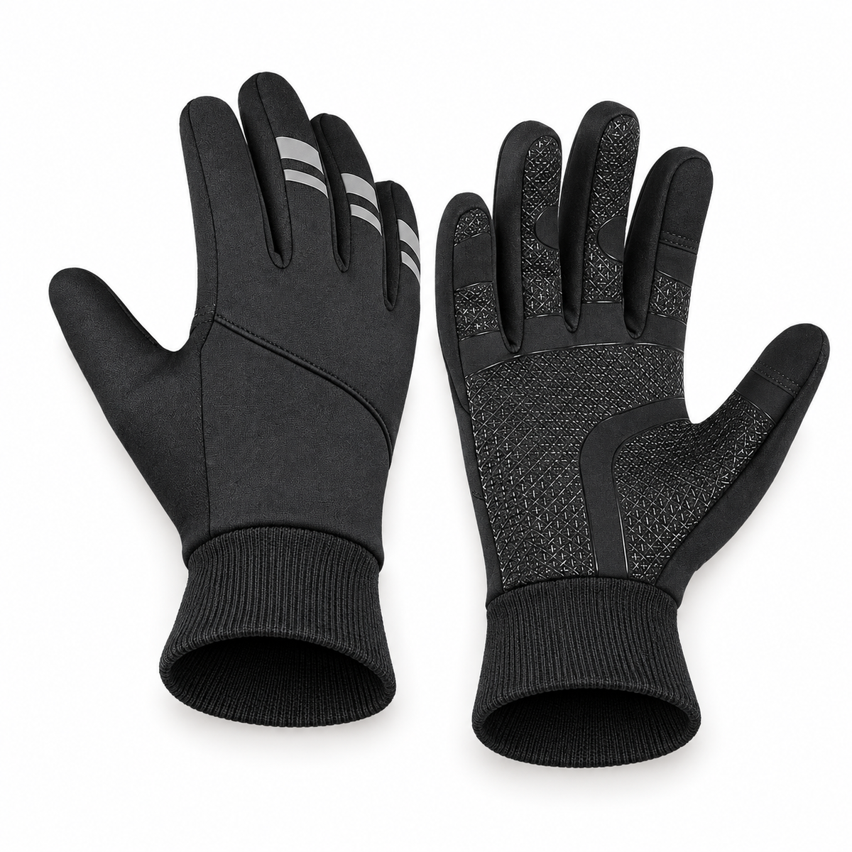 Gant pour bâton de randonnée noir – ouvertures des poignets