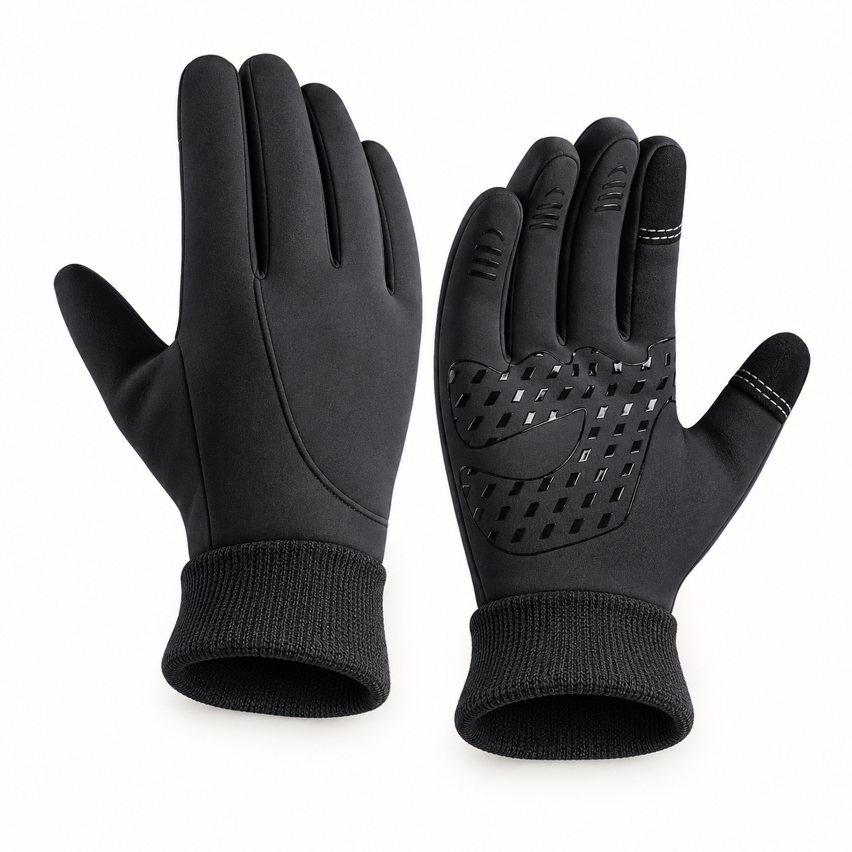 Gants de ski chauds noirs – ouvertures des poignets