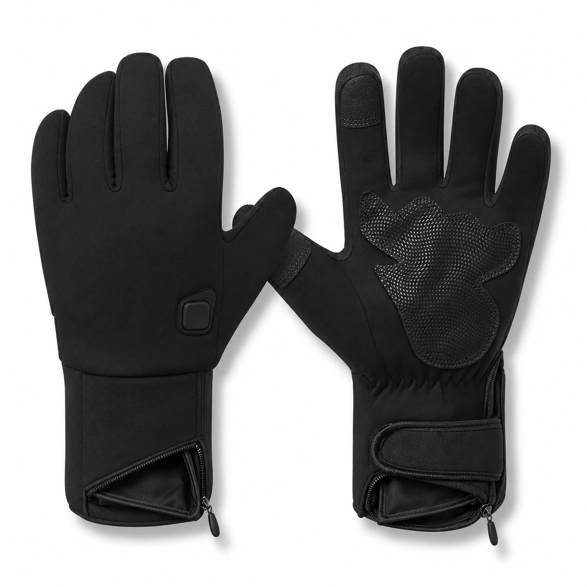 Gants de ski chauffants femme noirs – poches batterie ouvertes