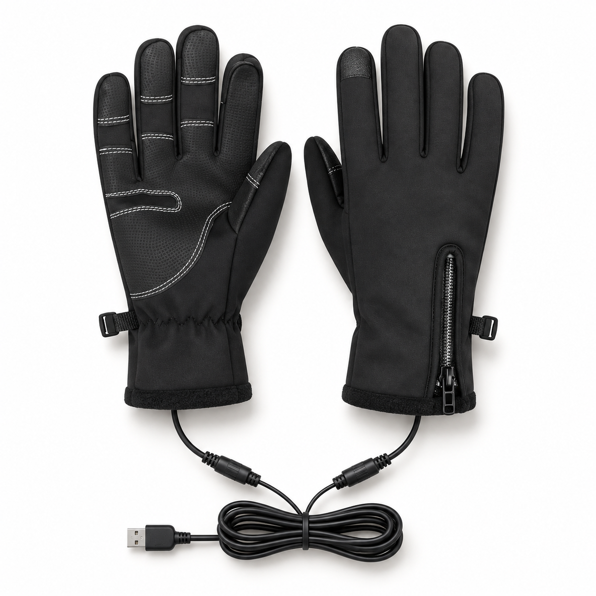 Gants chauffants noirs – câble d'alimentation USB