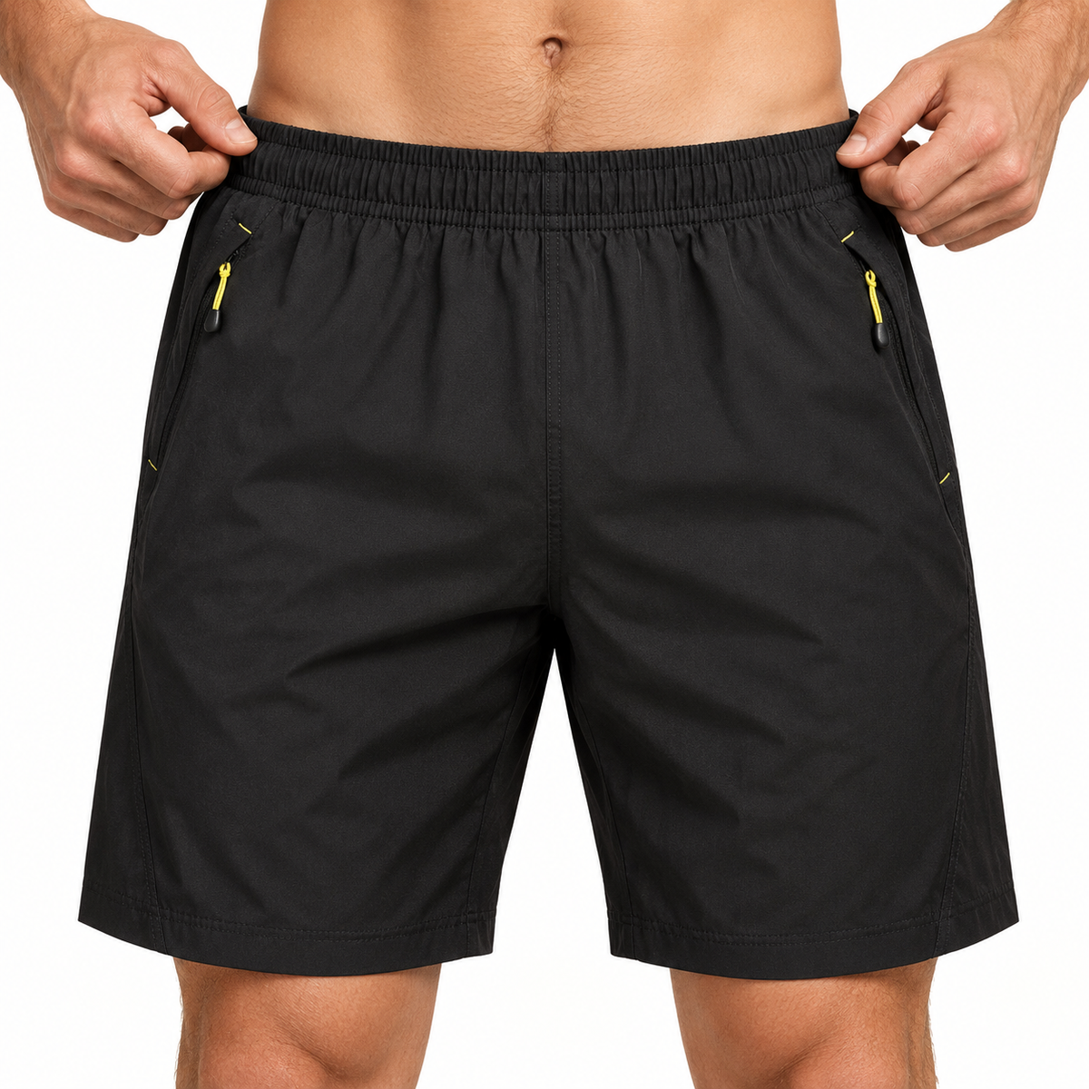 07 noir taille elastique short randonnee homme