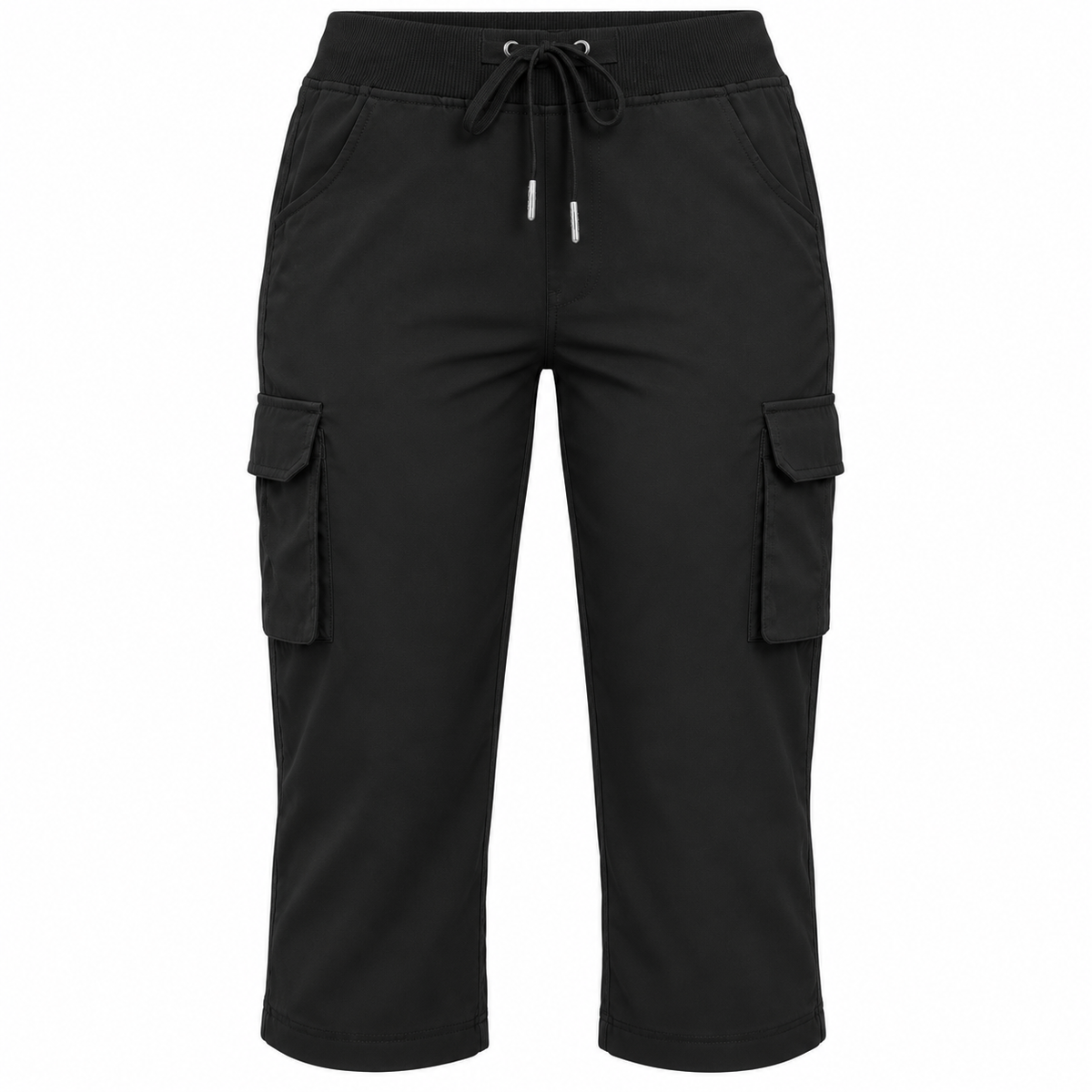 Pantalon 3/4 randonnée femme noir — poches cargo