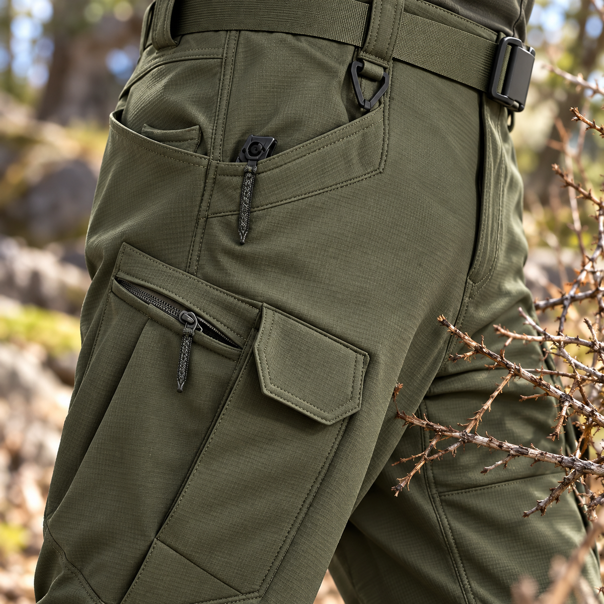 Tissu dense et couture renforcée du pantalon cargo randonnée homme