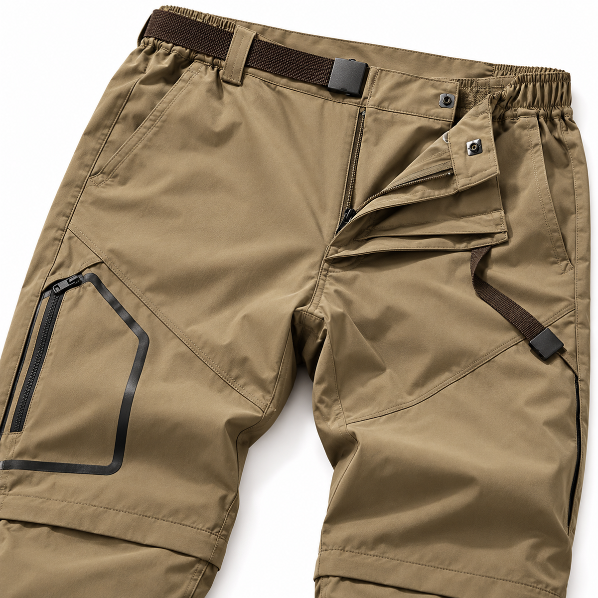 Ceinture et poches du pantalon randonnée convertible homme