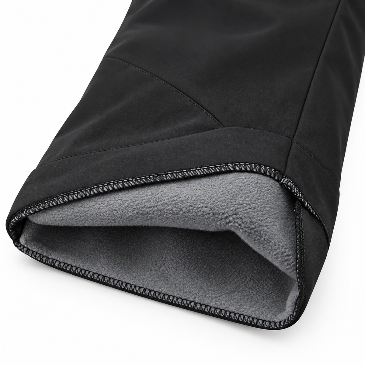 Pantalon randonnée femme large noir — détail de la doublure intérieure chaude