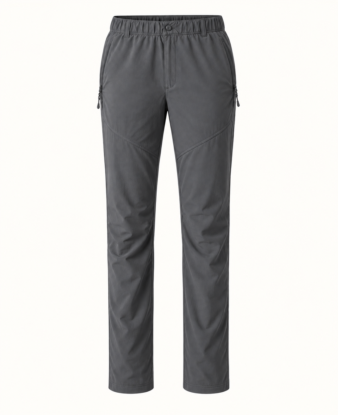 Pantalon randonnée femme taille élastique gris — poches zippées