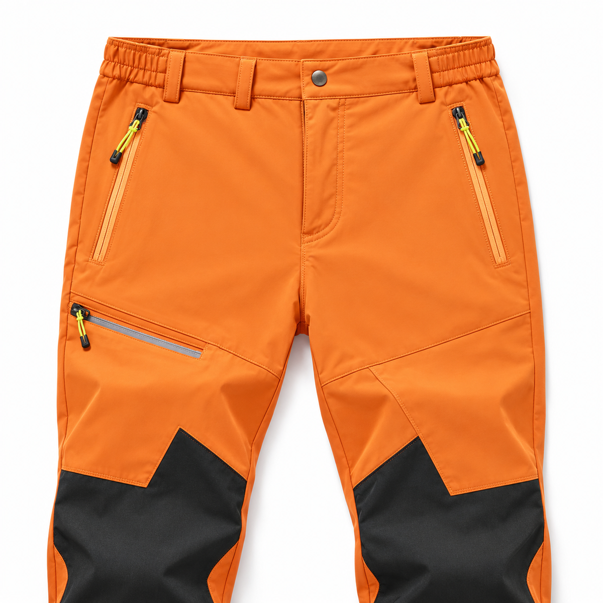 Poches zippées et ceinture du pantalon randonnée orange