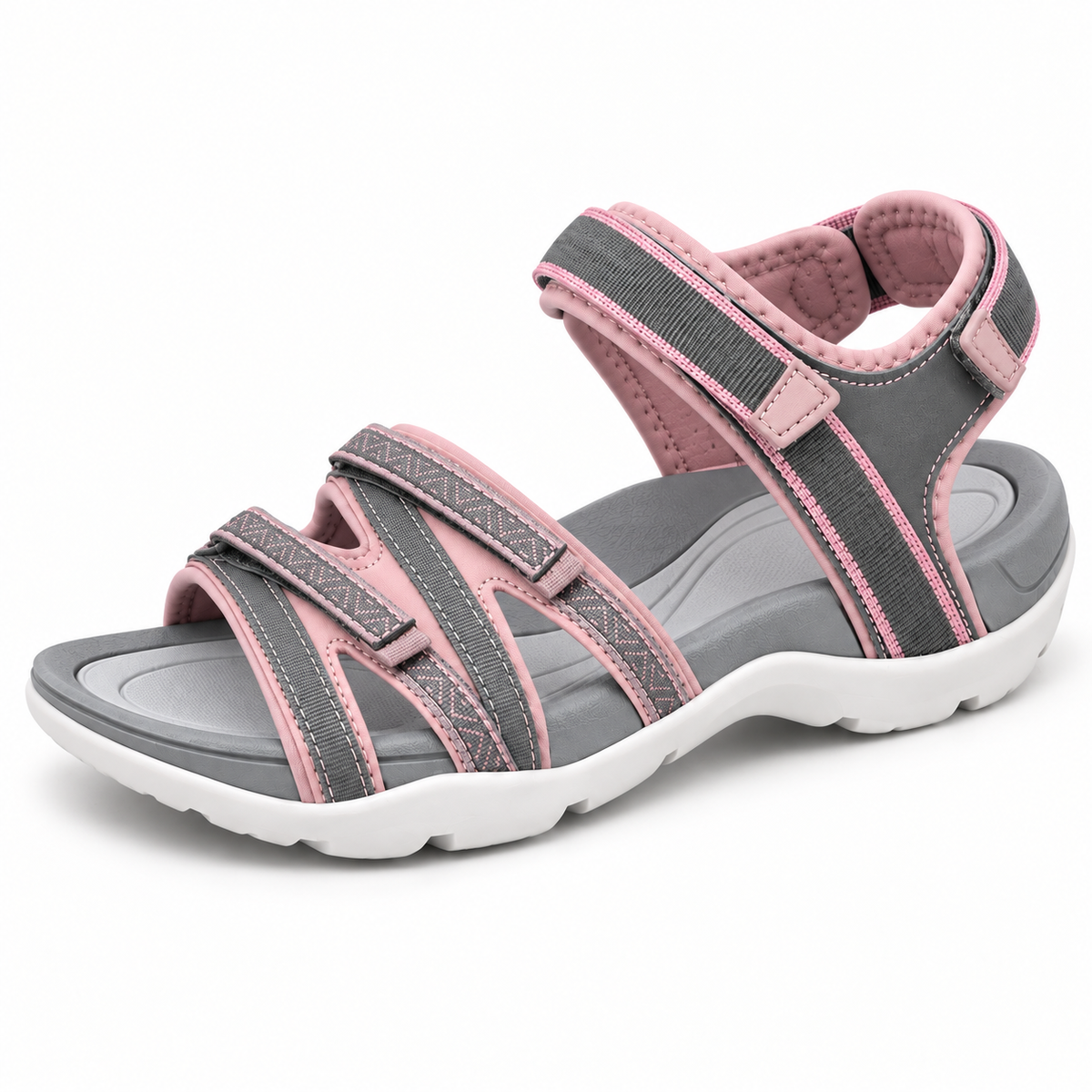 Sandale trekking femme rose – vue intérieure de l’assise plantaire et du rembourrage