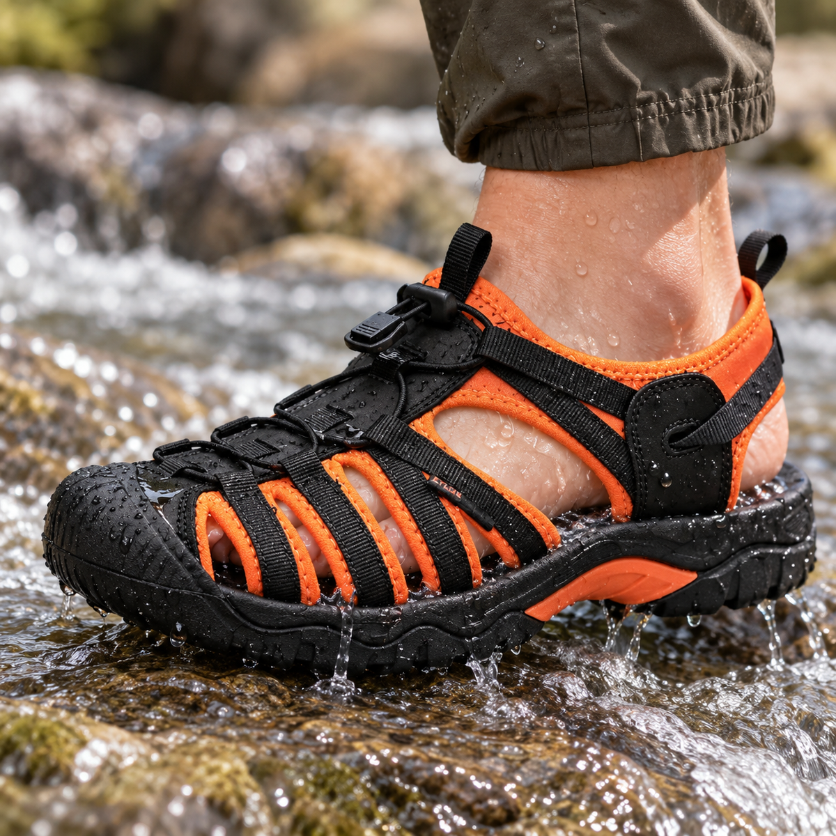 Aération et drainage des sandales randonnée orange