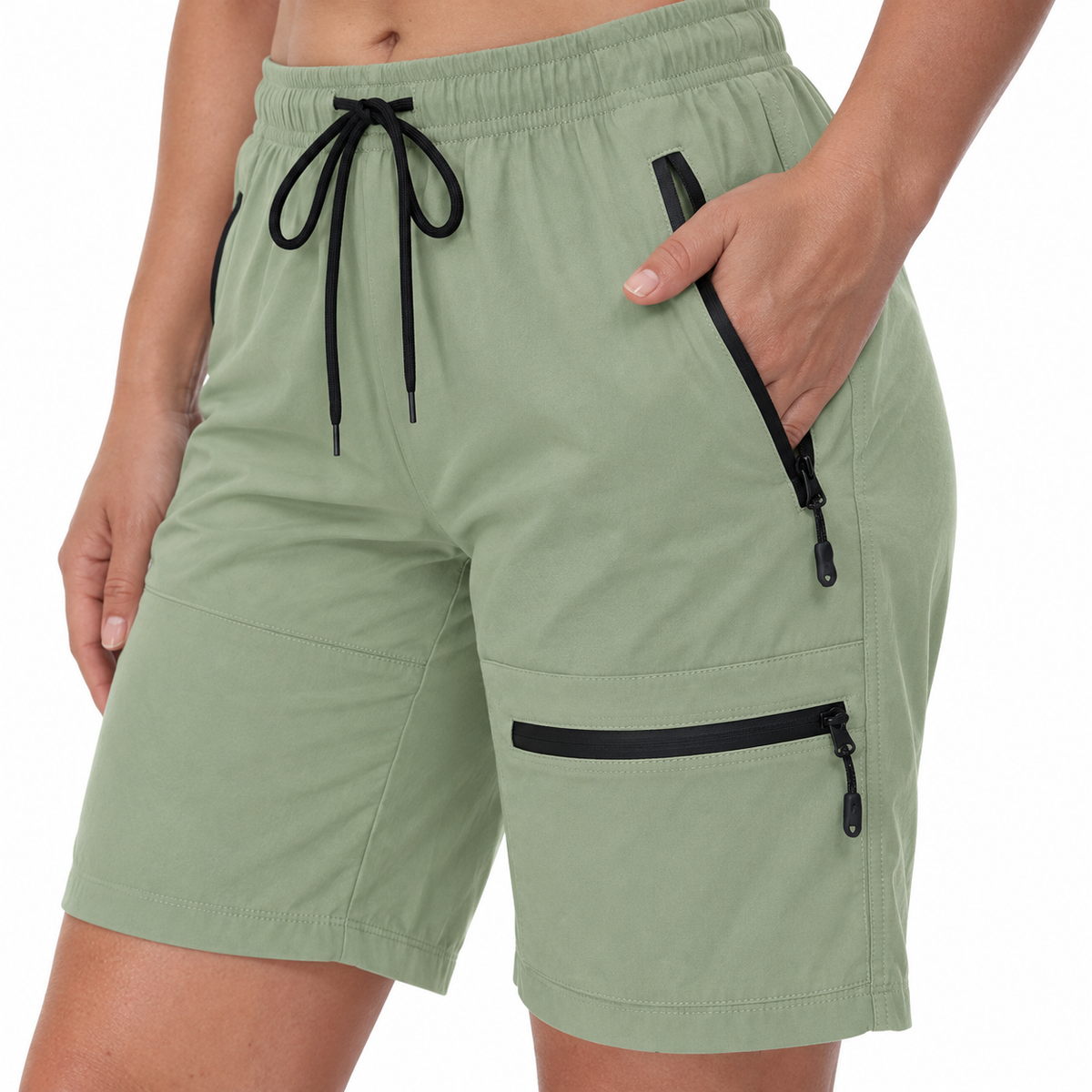 07 vert poches zippees short randonnee femme avec poches