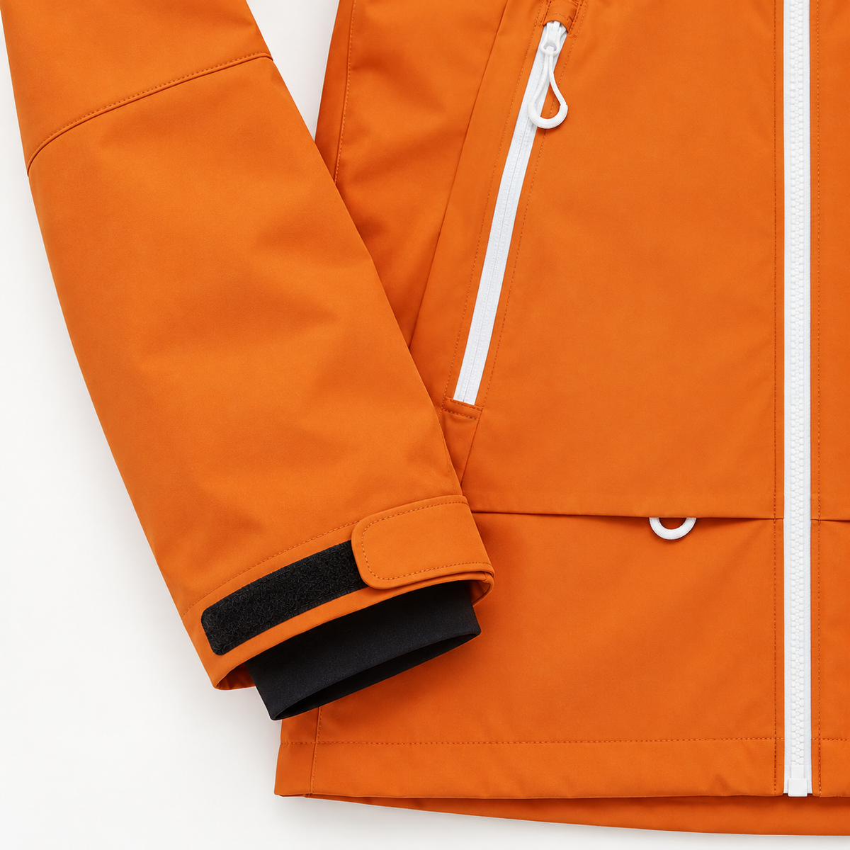Veste Coupe Vent Randonnée Homme orange – détail poignet ajustable