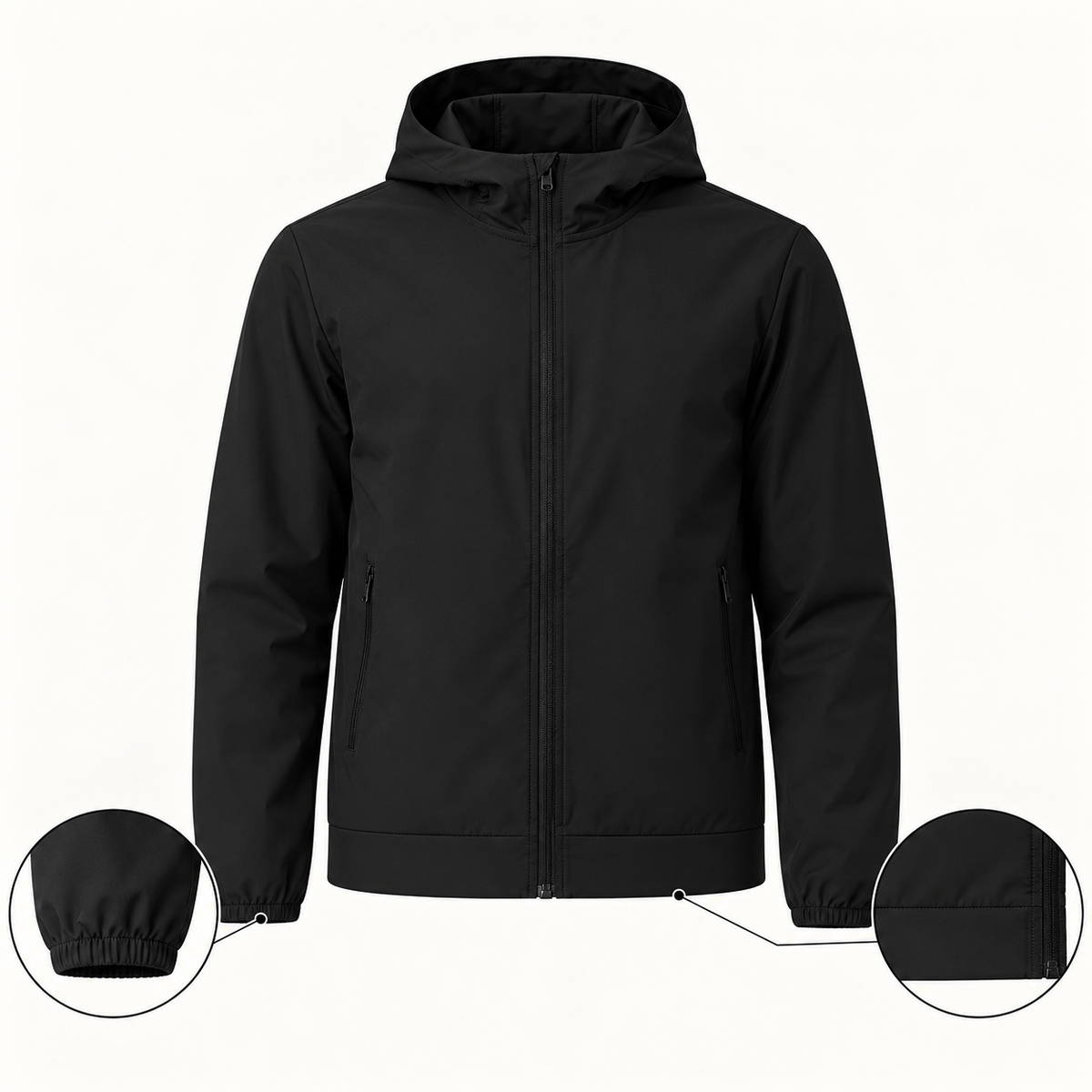 Veste de randonnée mi-saison homme – détail poignet et ourlet