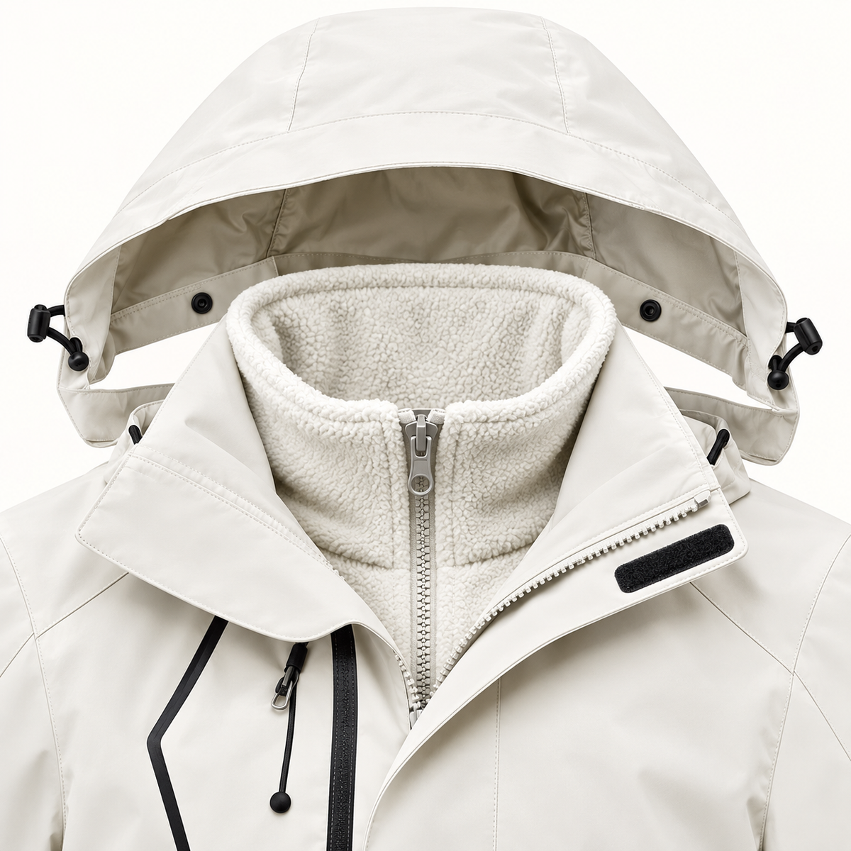 Veste randonnée 3 en 1 femme blanche – capuche et col polaire