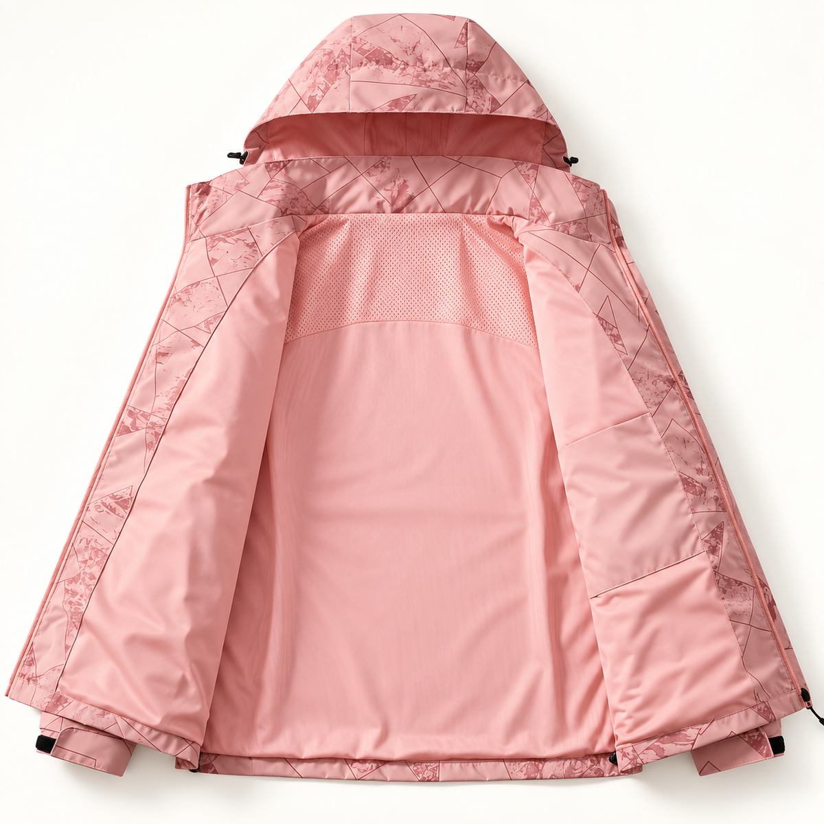 Veste randonnée femme printemps Rose 1 ouverte – doublure intérieure