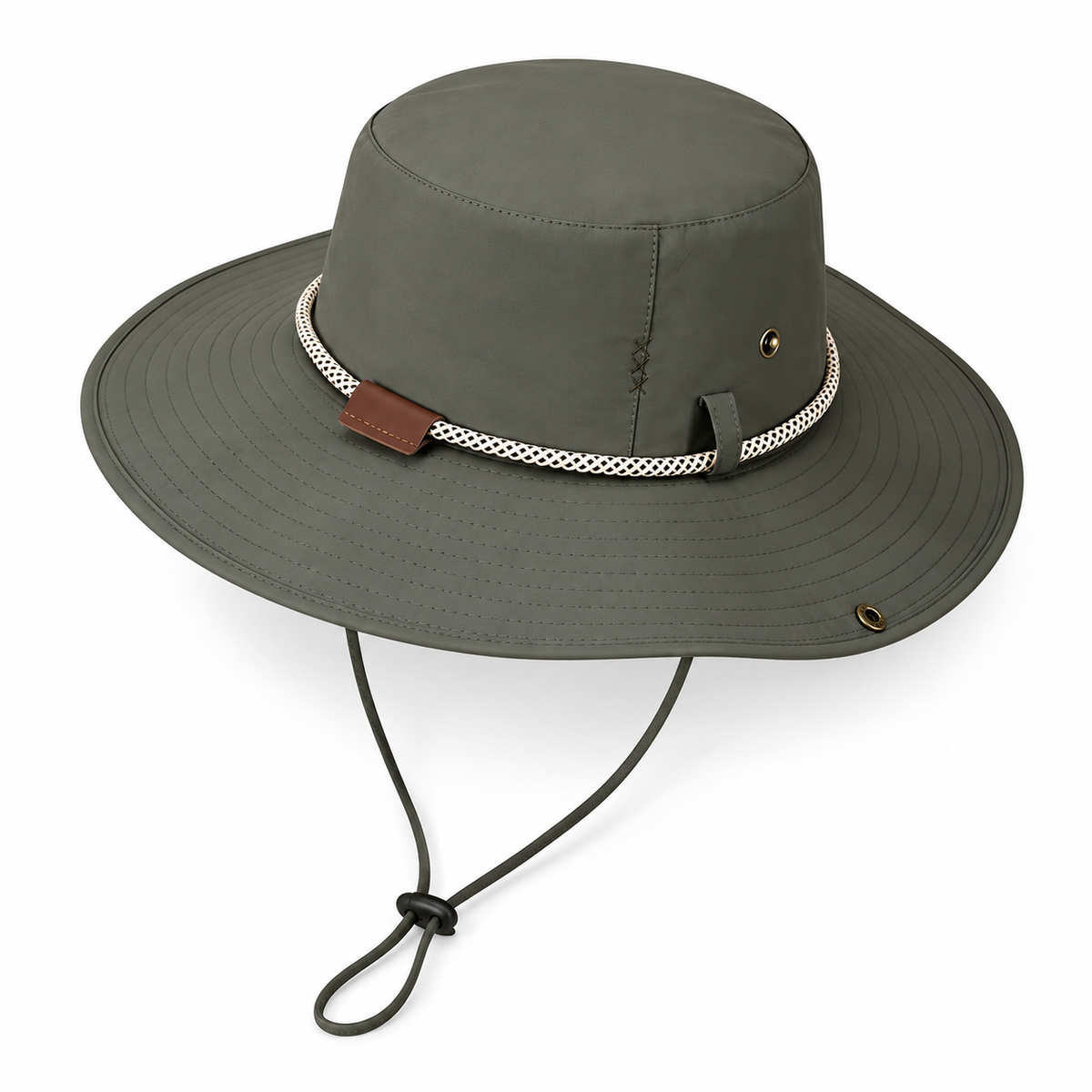 Chapeau randonnée grande taille vert armée – vue du dessus