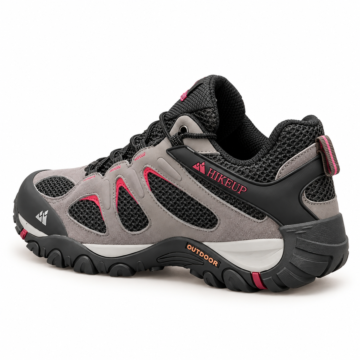 Chaussure randonnée basse imperméable femme grise vue arrière du talon
