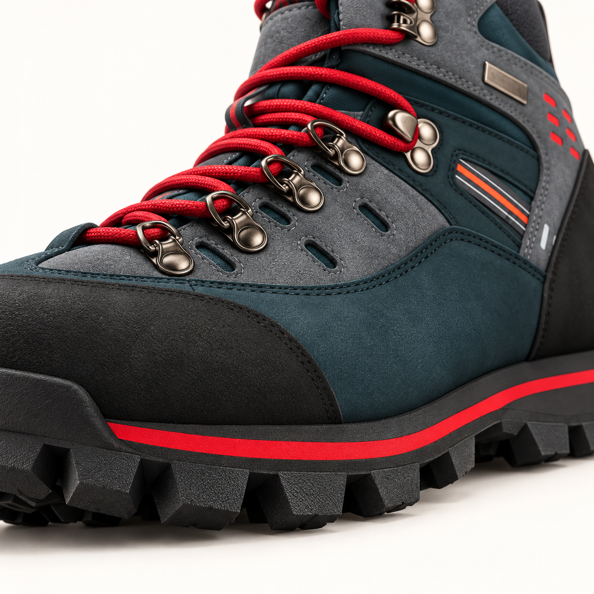 Chaussure randonnée crantée noire – détail liaison semelle et crampons