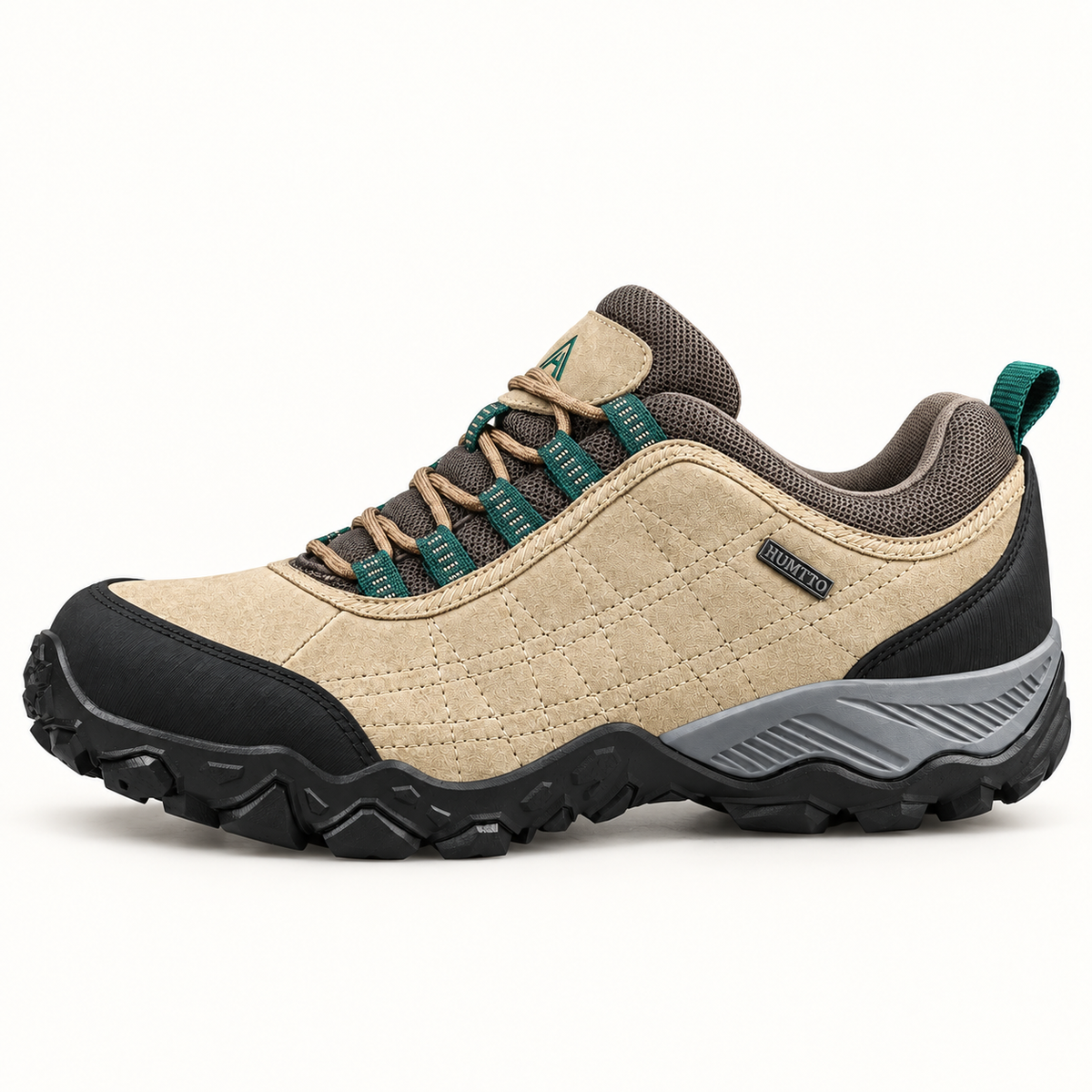 Chaussure randonnée cuir imperméable femme kaki – profil latéral et renfort talon