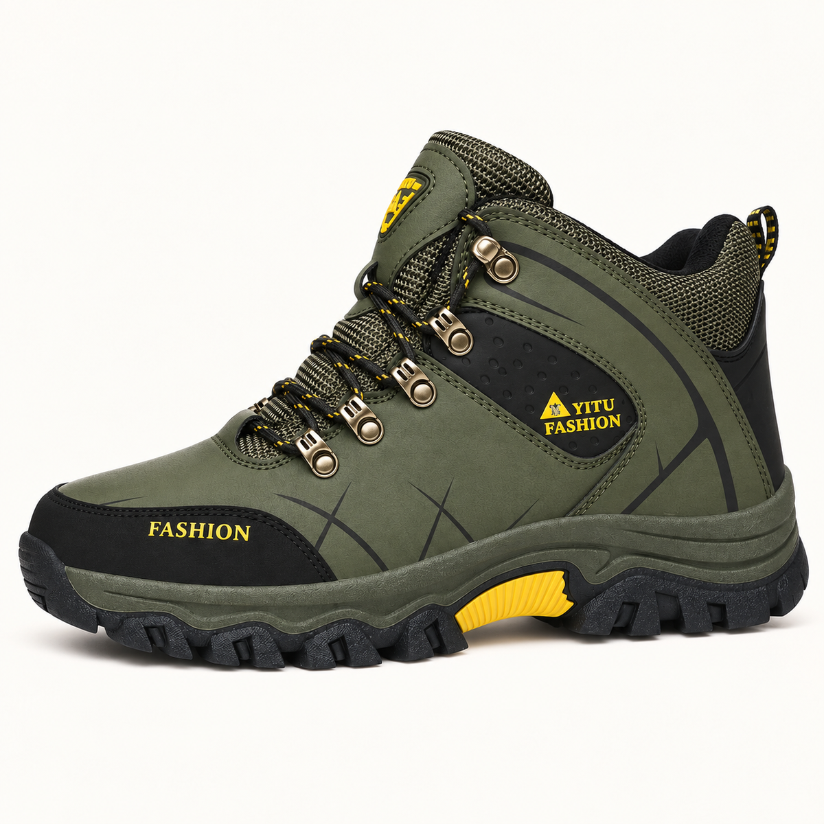 Chaussure randonnée homme hiver imperméable verte – profil latéral